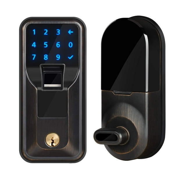 iMagic Electronic Fingerprint Deadbolt, Keypad Entry Door Lock, 59/16 in., Zinc Construction