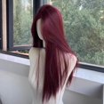 thumbnail image 4 of Xiao Hua Peluca larga y recta, 1 pieza de peluca roja sin encaje, peluca sintética recta resistente al calor, peluca completa colorida, adecuada para el estilo de uso diario., 4 of 4