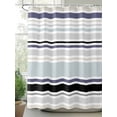 thumbnail image 2 of Fsddascl Aqua Stripe Shower Curtain Set - Long 72" x 84" Washable Bathtub Curtain with 12 Hooks, Modern Abstract Art Black Striped Rustic Waterproof Fabric Stall Shower Curtains for Bathroom/Bathtub, 2 of 6