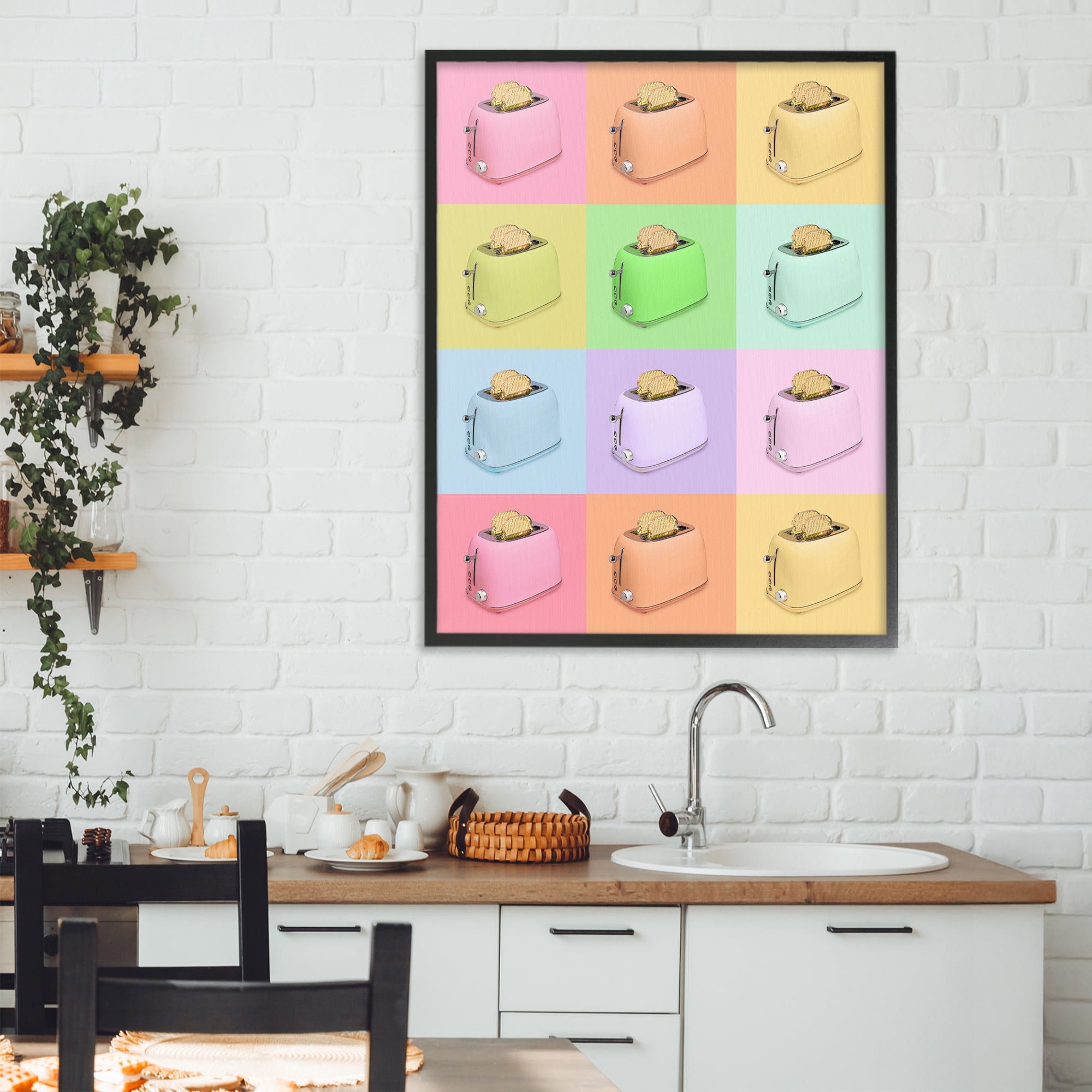Stupell Industries Golden Disco Toaster Collage Black Framed Giclee Art, design by LISH Creative