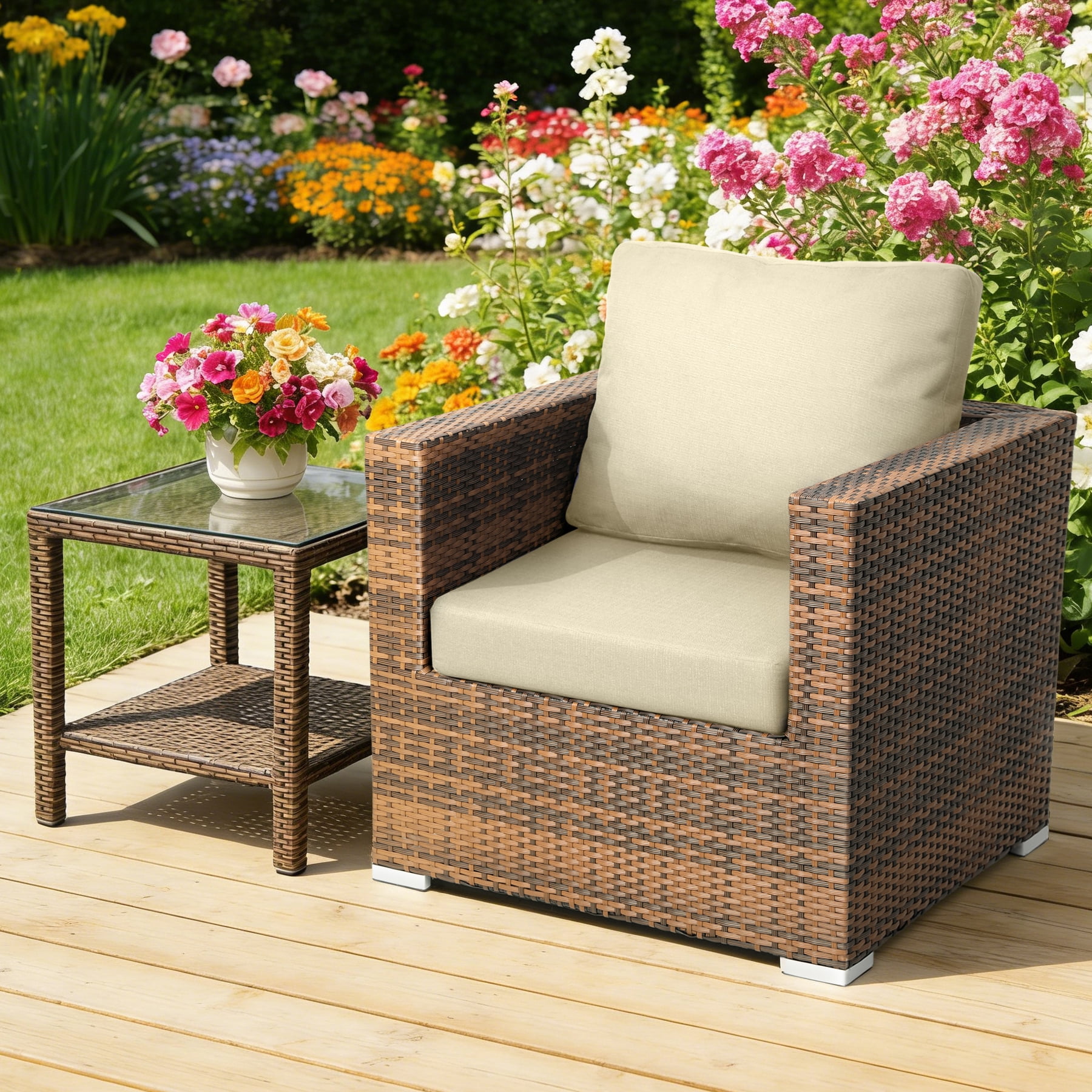 Favoyard Deep Seat Patio Cushion Set, 24 inch Rainproof & Fadeness Patio Cushions for Outdoor Chair Couch with Removable Cover