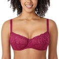 thumbnail image 1 of Delimira Women's Balconette Bra Push up Underwire Unlined See Through Demi Bras Plus Size, 1 of 5