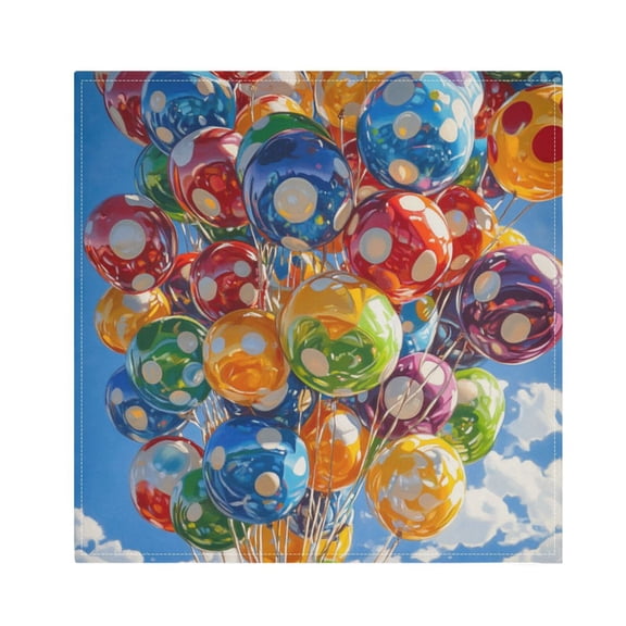 Satin Polyester Napkins - 20x20 InchSingle-Sided Printed Napkins, 1-Piece/4-Piece/6-Piece Set, DIY Personalized Table Setting，Colorful Balloons