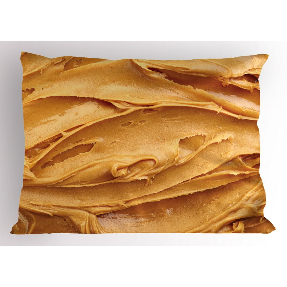 Peanut Butter Pillow Sham, Creamy Peanut Butter Classic American Breakfast Themed Healthy Food