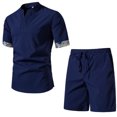 thumbnail image 2 of PEASKJP Two Piece Short Outfits Mens 2 Piece Zip Outfits-Fashion Polo Shirts and Shorts Set Summer Sweatsuit Casual Tracksuits for Men (Navy,3XL), 2 of 3