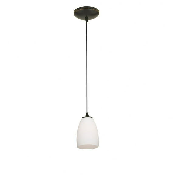 28069-1C-ORB/OPL Access Lighting Sydney-One Light Cone Pendant (Cord Hung)-4.5 Inches Wide by 10 Inches Tall-Oil Rubbed Bronze Finish-Opal Glass Color