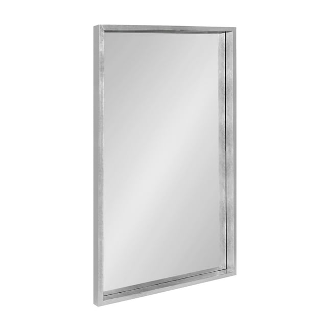 Kate and Laurel Travis Modern Wood Framed Wall Mirror, 24 x 36, Silver, Transitional Rectangle Mirror for Wall