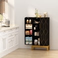 thumbnail image 5 of HLR 45" Kitchen Pantry Cabinet with Doors and Adjustable Shelves, Food Storage for Dining Room, Black, 5 of 10