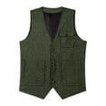 thumbnail image 5 of RYDCOT Mens Sleeveless V-Neck Single Breasted Vest Solid Color Outdoor Multi Pocket Top Army Green, 5 of 7