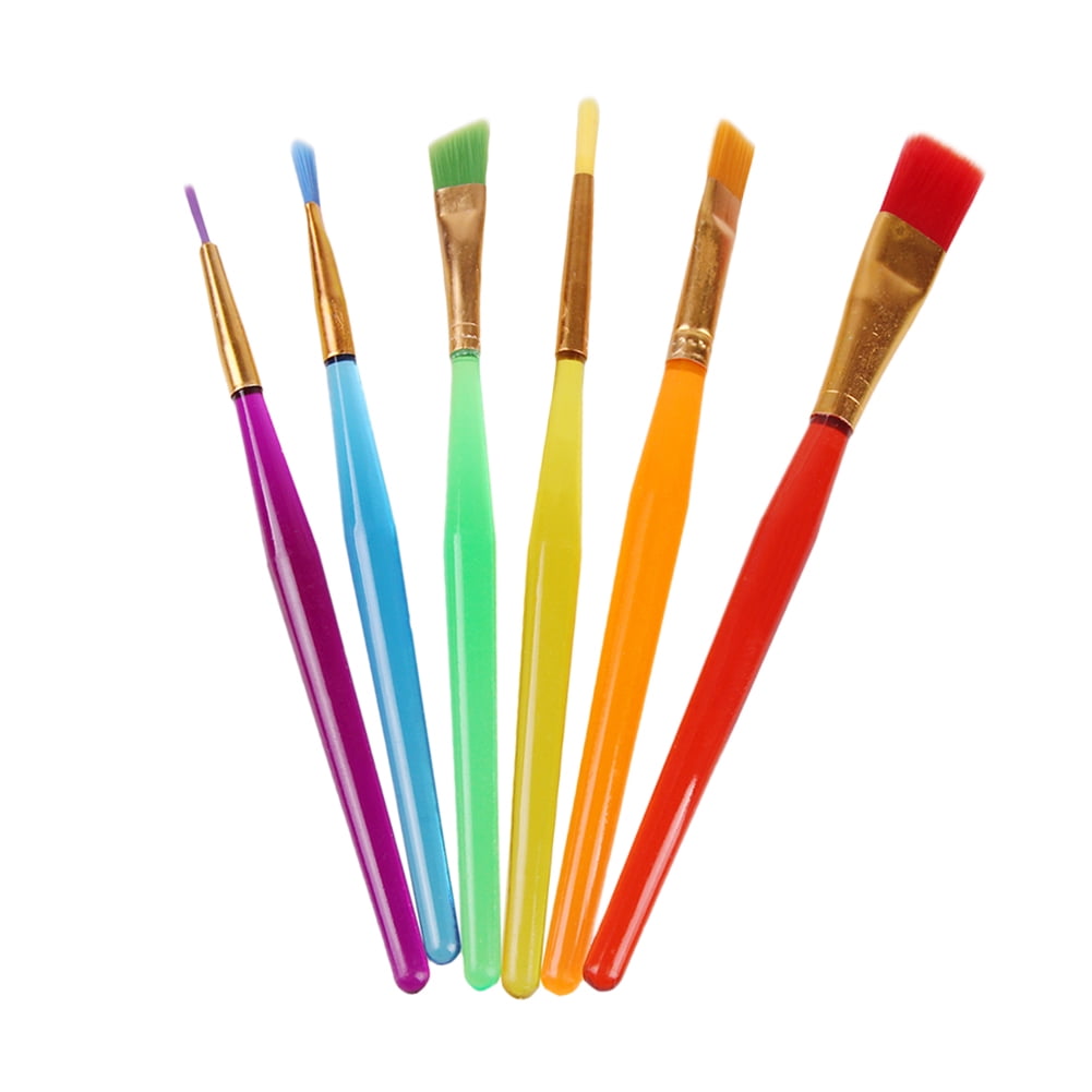 6 Pcs Plastic Handle Candy Paint Brush Set
