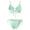 thumbnail image 5 of Women's Triangle Bikini Set Tie Front Top Two Side Tie High Waist Bottom Two Piece Swimsuit For Beach(Light Green,M), 5 of 6