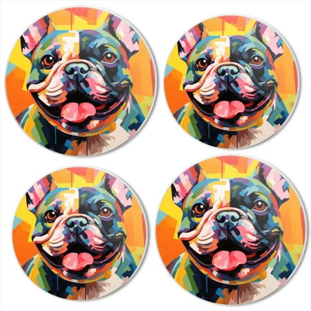 

BaHomeck Electric Stove Burner Covers Set of 4 Round Metal Gas Stove Burner Covers 8 Inch and 10 Inch Kitchen Decor Cute French Bulldog Portrait In The Style Of Pop Art