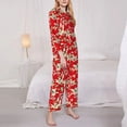 thumbnail image 3 of Gukieu Lilies Flowers Print Women's Long Sleeve Pajama Set, Button Top Elastic Pocket Pajama Pants Two Piece Set Home Wear-Large, 3 of 7