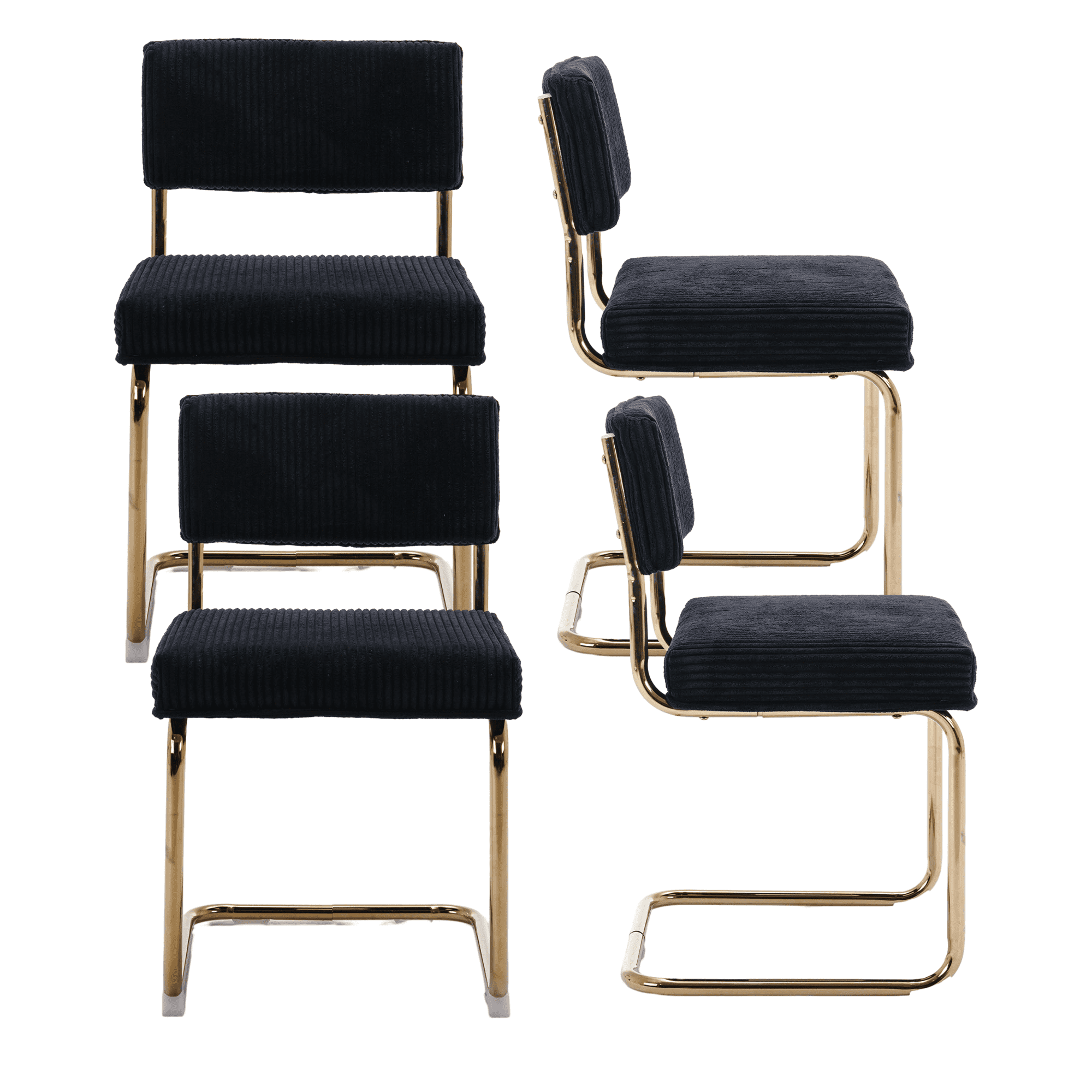 Modern Accent Armless Kitchen Chairs with Channel Tufting, Dining Chairs with Corduroy Fabric