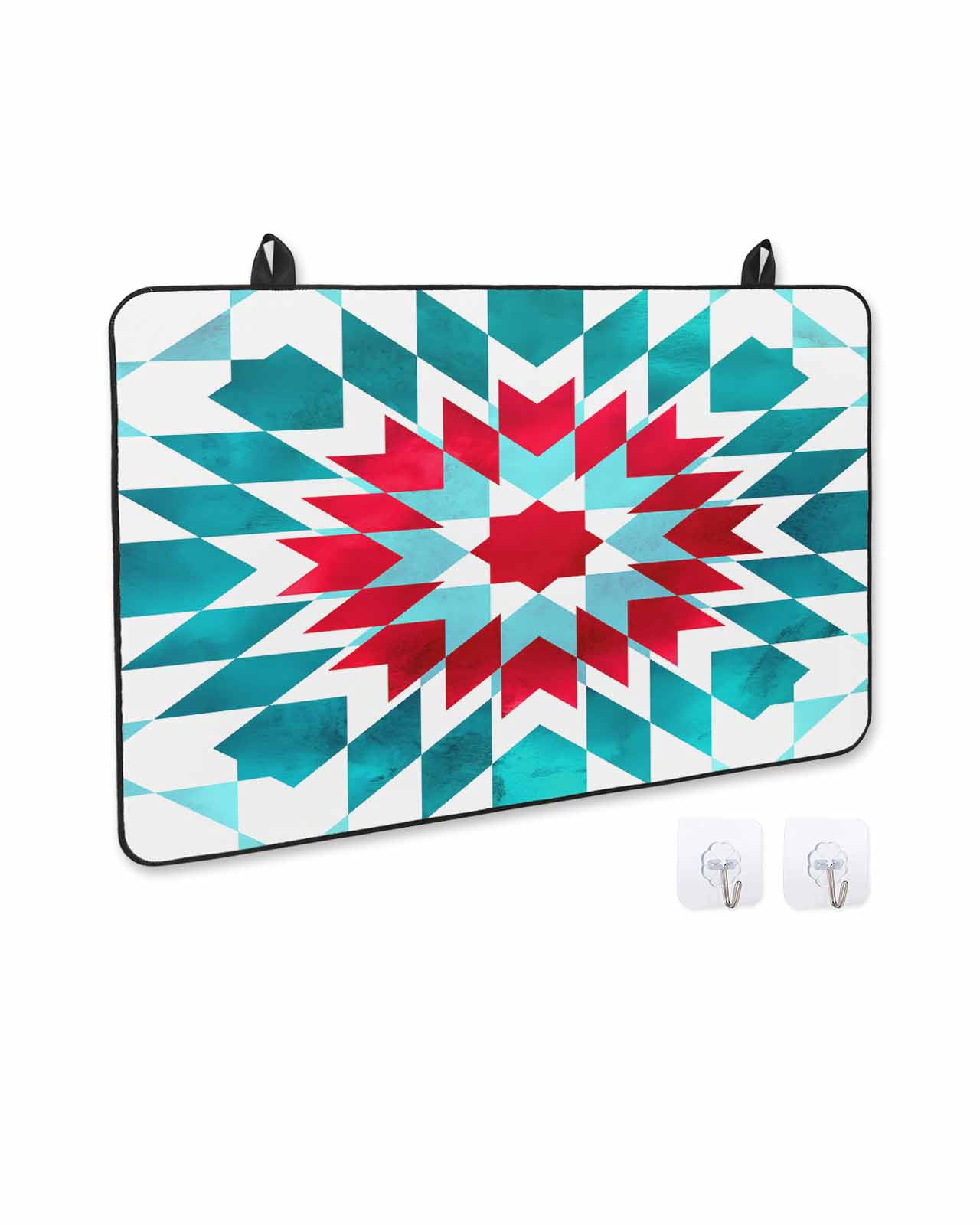 nqOlkjepod Large Induction Cooktop Protector Mat 24"x21", Red Turquoise Boho Stove Top Covers for Electric Stove, Ethnic Tribal Aztec Abstract Geometric Stove Burner Cover Mats Stove Cover