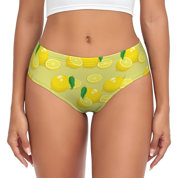 Fotbe Bright Lemons Calzones Estampados para Mujer – Ropa Interior de Algodón, Cómoda, Suave y Elástica-3X-Large