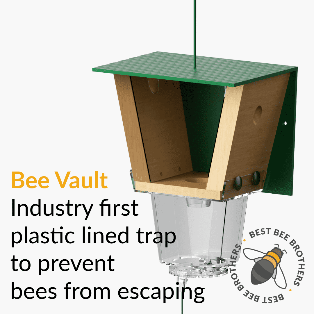 Best Bee Brothers Ultimate Pro Carpenter Bee Trap for Outside with Extra-Large, Clear External Bee Vault & Spring-Loaded Door, 4.2” D x 5.8” W x 7.5” H