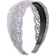 thumbnail image 2 of HuangHuanChen Wide Headband Anti With Teeth Elegant High Toughness Lace Embroidery Hairband For Women Accessories Grey, 2 of 3