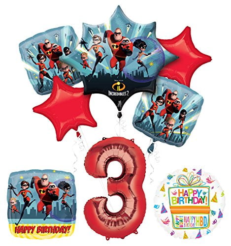 4x 18" Incredibles 2 Happy Birthday Foil Mylar Balloon Party Supplies 