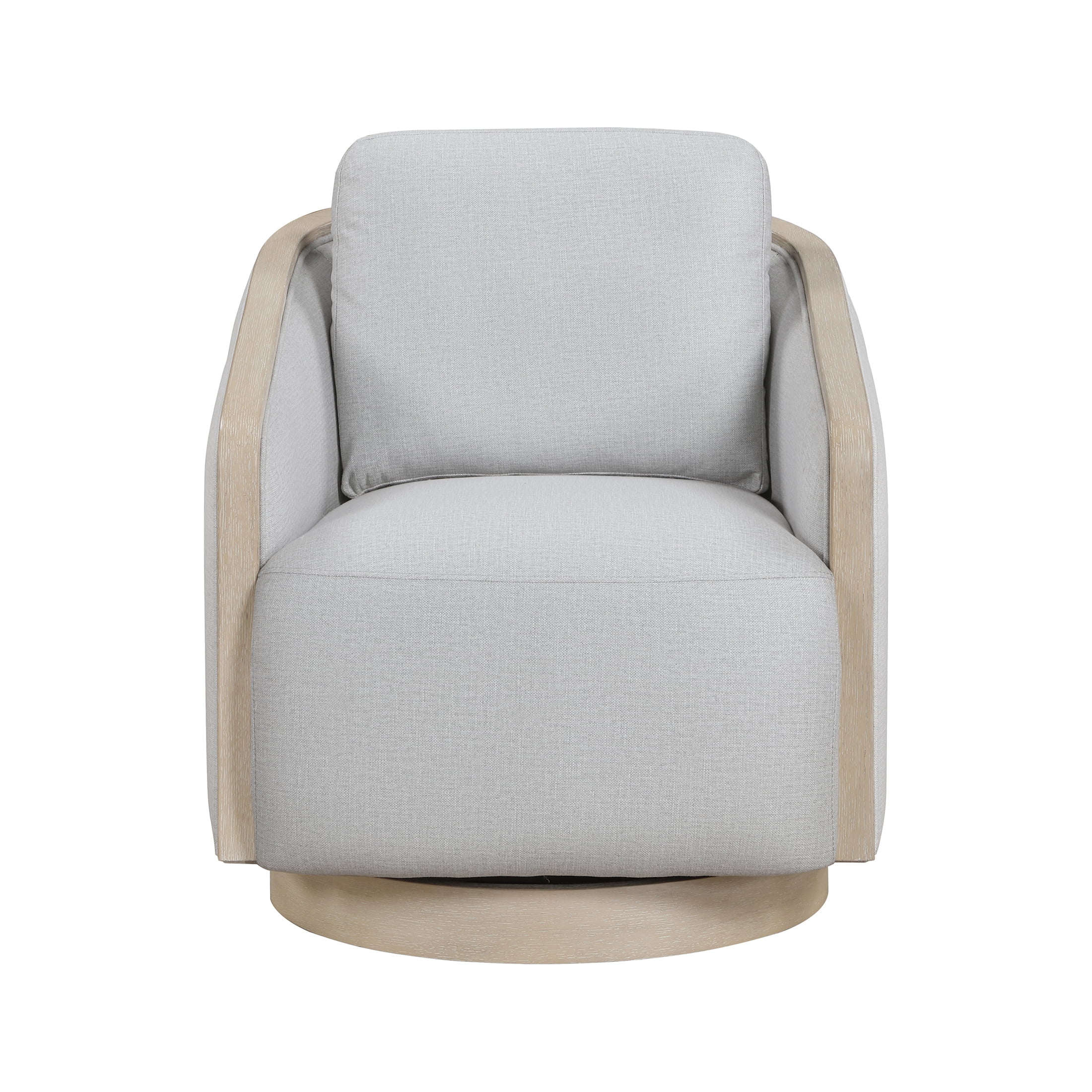 OakvillePark Fablemist Swivel Chair with Textured Gray Fabric and Light Oak Wood