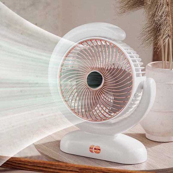 Miogawg Small Desk Fan For Bedroom, Battery Powered Rechargeable Fan, Adjustable 3-Speed Tabletop Circulation Fan 5-Mode Lighting, Table Fans For Home Bedroom Office Table & Desktop