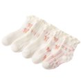 thumbnail image 3 of 5 pares de calcetines para niña, calcetines tobilleros para bebé, calcetines de algodón peinado para recién nacidos, decoración de encaje, lazo rosa L para 6-8 años, 3 of 5