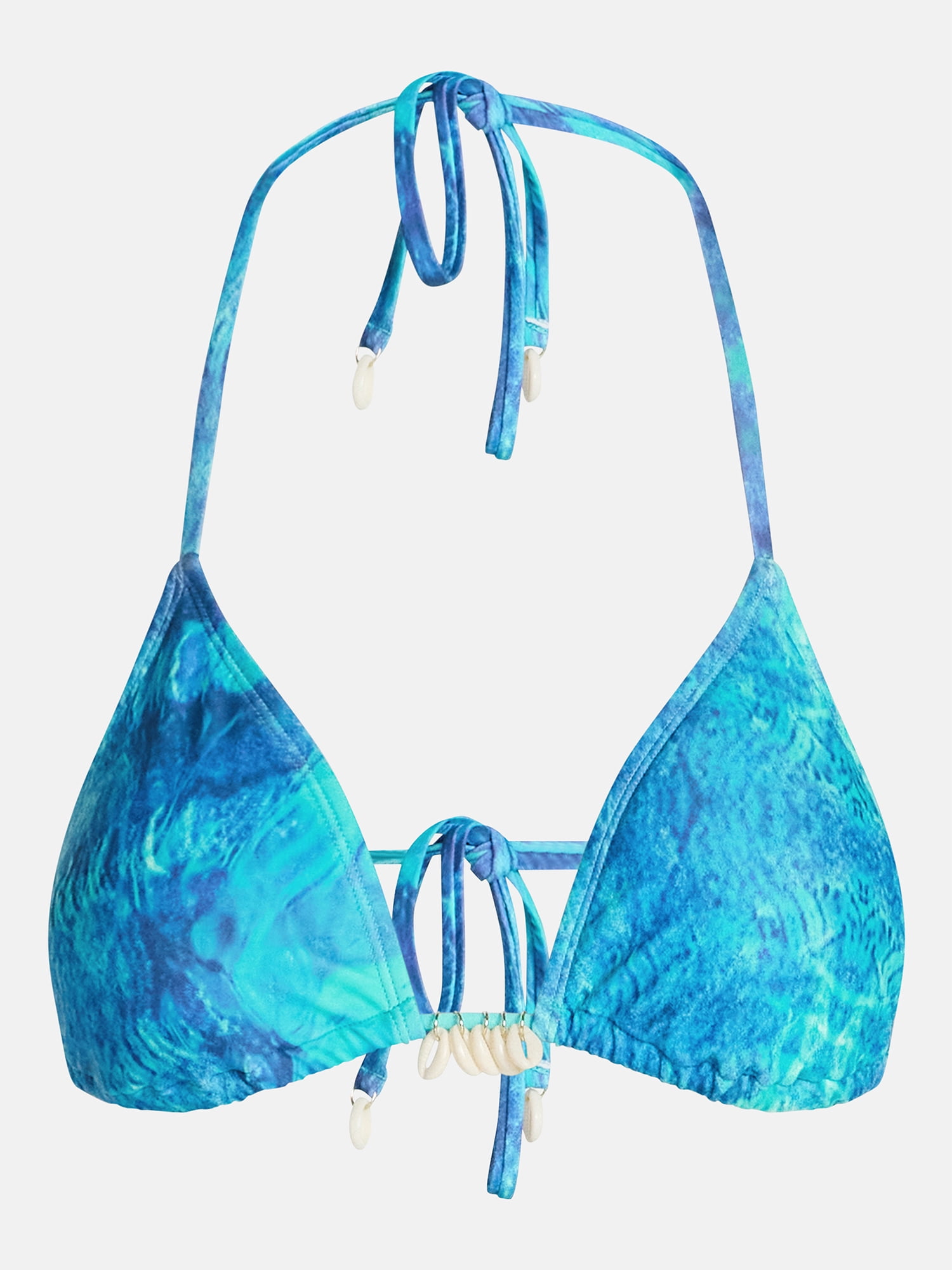 Hot Girl Summer by Megan Thee Stallion Women’s and Women's Plus Miami Blue Shell Triangle Bikini Top, Sizes XS-3X