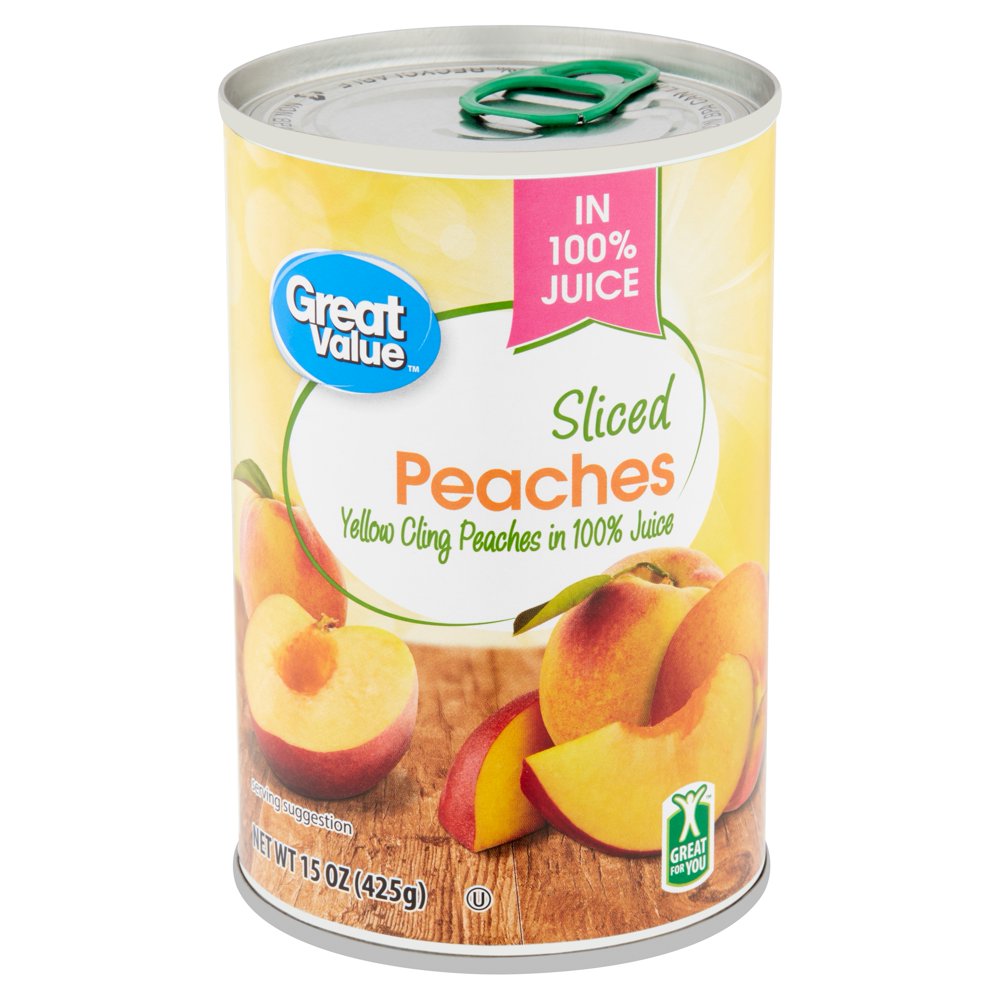 Great Value Sliced Peaches in 100 Juice, 15 oz