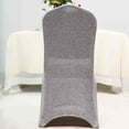thumbnail image 2 of Balsa Circle 10 Silver Solid Metallic Spandex Stretchable Banquet Chair Covers Slipcovers, 2 of 8