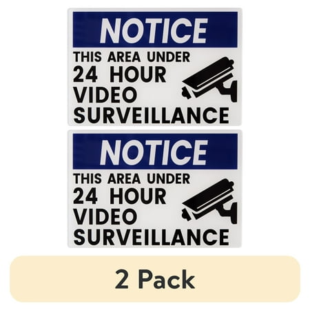 (2 pack) Pen+Gear 24-Hour Video Surveillance Sign, 4 × 6 Inches, White, Weather-Resistant