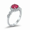 thumbnail image 3 of Floral Art Engagement Wedding Ring Simulated Ruby CZ 925 Sterling Silver size 9, 3 of 4