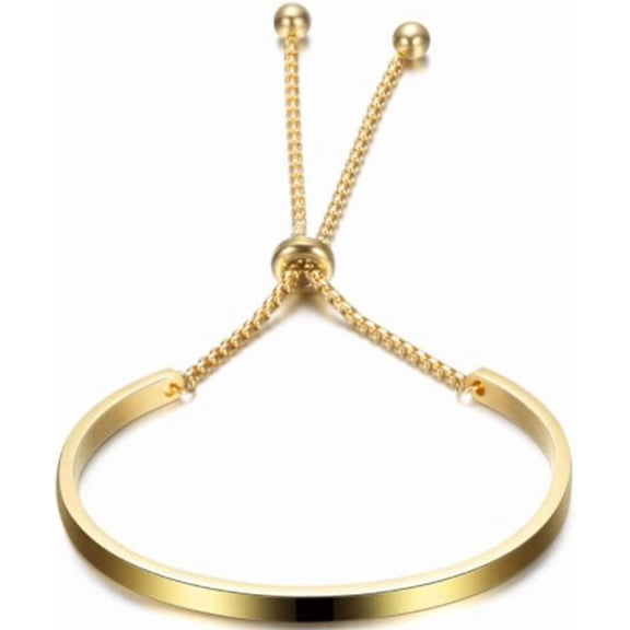 Stainless Steel Classic Plain Adjustable Size Cuff Style Bangle Bracelet