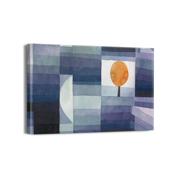 Modern Abstract Canvas Wall Art -The Harbinger of Autumn by Paul Klee Classic Artwork Picture Print with Framed Famous Watercolor Painting Hang for Home Office Bedroom Living Room Wall Decor-18" X12"