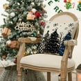 thumbnail image 3 of Sm:)e Merry Christmas Joy Xmas Trees Blue and Black Throw Pillow Covers, 18 x 18 Inch Christmas Winter Holiday Cushion Case Decoration for Sofa Couch Set of 4, 3 of 6