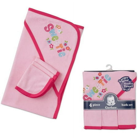 Gerber - Baby Girl's Hooded Towel And Wa