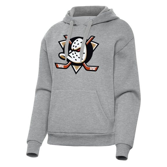 Women's Antigua Heather Gray Anaheim Ducks Victory Pullover Hoodie