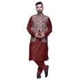 thumbnail image 1 of Atasi Kurta Churidar Uni pour Homme à Col Mandarin, Pyjama et Ensemble de Veste Nehru Imprimée, 1 of 1