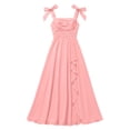 thumbnail image 6 of ITSAME Girls Smocked Slip Dress Square Neck Flowy Ruffle High-Low Hem Wedding Pageant Party Ball Gown Pink Size 12, 6 of 6