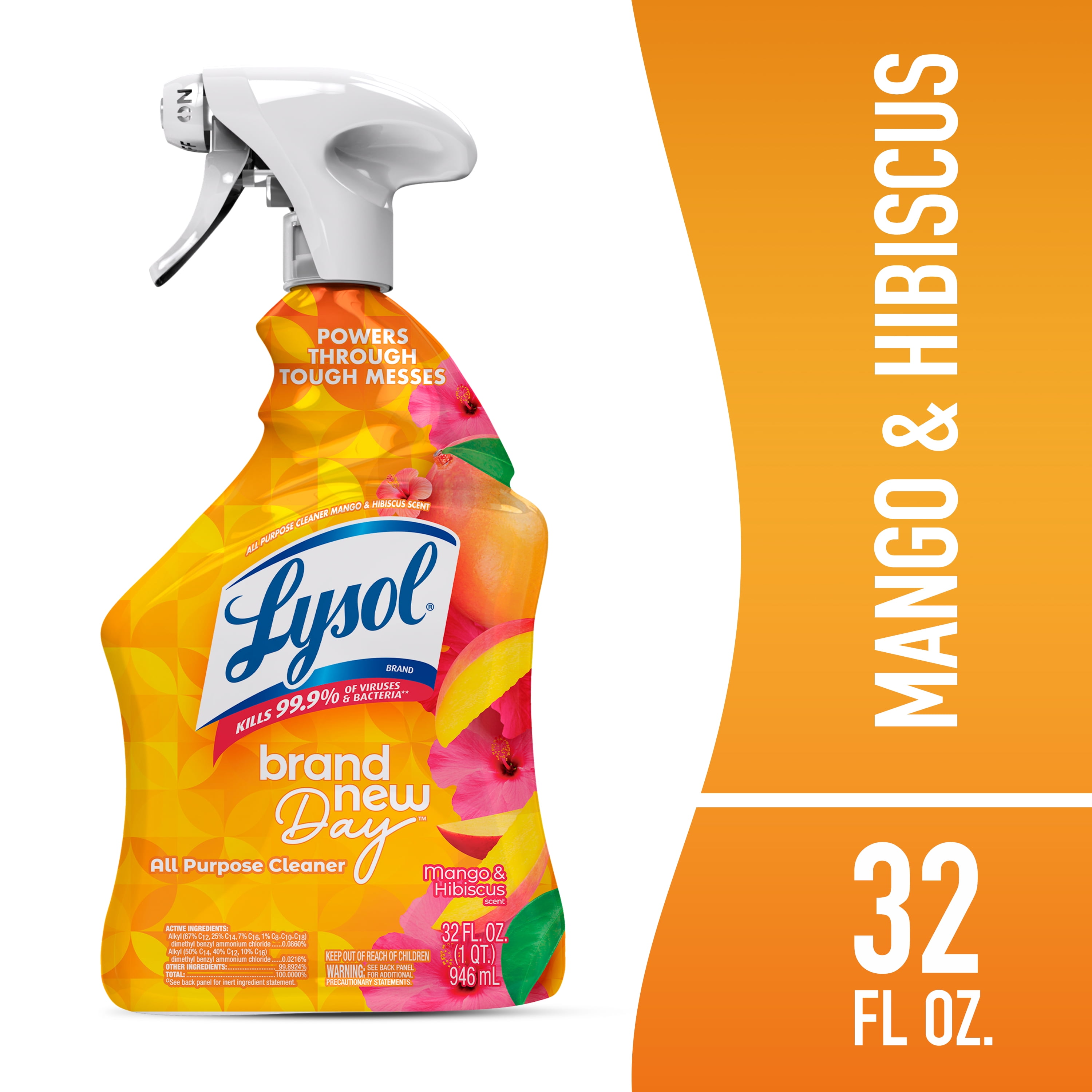 (9 pack) Lysol Brand New Day All Purpose Cleaner Mango & Hibiscus, Deep Clean 32 fl oz