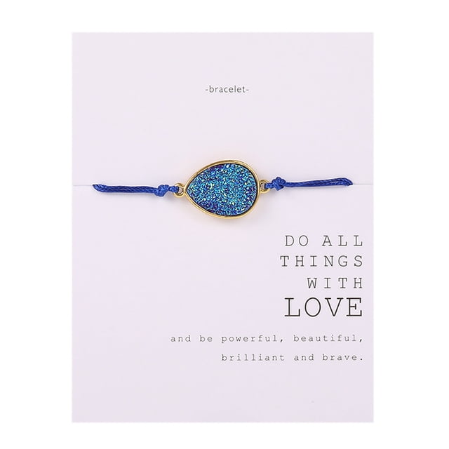 Fiudx Pulsera de Piedra Natural, Accesorio de Tarjeta de Papel Tejida, Joya Llamativa, Cadena Ajustable, Ideal para Bodas, Fiestas y Clubes, Estilo Elegante para Mujer, Regalo Único.
