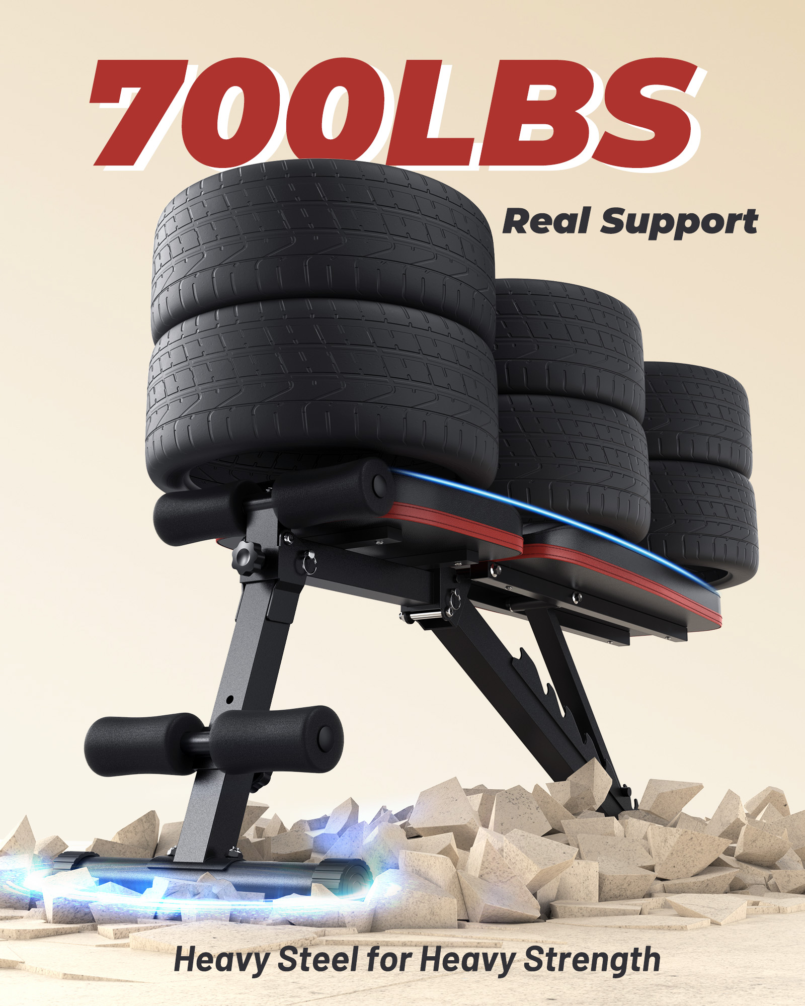 FLYBIRD Adjustable Folding Weight Bench with Bands photo 3