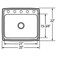 thumbnail image 2 of SS 25x22x12.1 Single Drop-in Sink, 2 of 2
