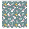 thumbnail image 2 of Ambesonne Cat Shower Curtain, Cartoon Kittens Birds Pattern, 69"Wx70"L, Pale Teal Multicolor, 2 of 4