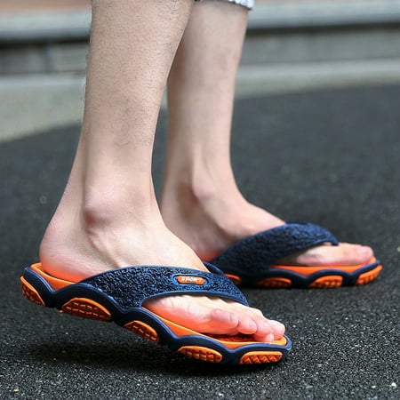 

MPWEGNP Shoes Men Summer Men s Open Toe Slippers Fashion Beach Massage Bathroom Flip Flops (Orange 8.5)