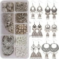 thumbnail image 1 of Kit de fabricación de 6 pares de pendientes colgantes étnicos indios vintage, Jhumka, Jhumki, Bollywood, gitanos, oxidados, para araña, joyería y manualidades, 1 caja, 1 of 7