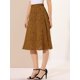 thumbnail image 2 of Falda midi de una línea con estampado floral para mujer Faldas vintage de gasa de verano marrón L, 2 of 6