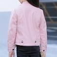 thumbnail image 5 of Jamicy Sports Jackets for Girls 4-13 Years Old Spring and Fall Lapel Leather Jacket Windproof Zipper Leather Jacket Long-Sleeved Jacket, 5 of 7