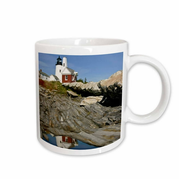 3drose, Usa, Maine. Pemaquid Lighthouse and Rocky Coast - Us20 Bth0001 - Brenda Tharp, 15oz Mug