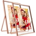 thumbnail image 1 of Gold Floating Frame ;x; Vertical Set For Picture x x x Tabletop Shelf Photo Frame Classy For Wedding Birthday Anniversary Home or Office Decor, 1 of 9