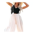thumbnail image 5 of KOMOO Women Wide-Leg Pants Loose Tie-up Straps Bib Pants Solid Color Baggy Cotton Rompers Overalls, 5 of 9